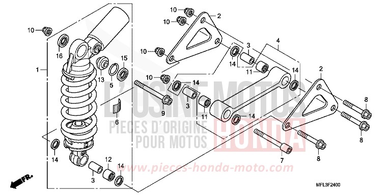 REAR CUSHION for CBR1000RR Fireblade VIBRANT ORANGE (YR250HA) from 2011